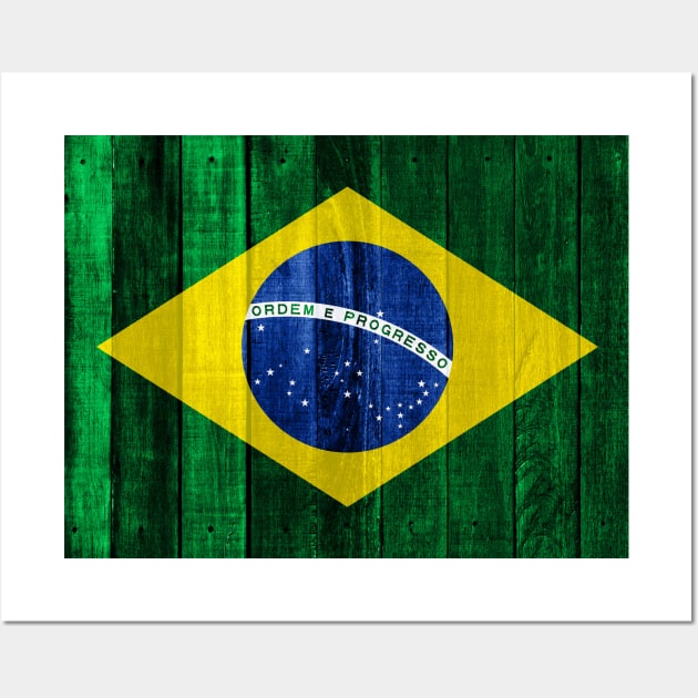 Flag of Brazil Brazilian Flags Memorabilia - Wood Wall Art by DrPen